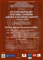 Plakat VII Ogólnopolskiego Festiwalu Muzyki Chóralnej „Sacra Ecclesiae Cantio – Tarnów 2023”